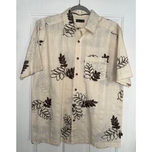 REI Shirt Short Sleeve Button Up Floral Hemp/Organic Cotton Outdoor - size M